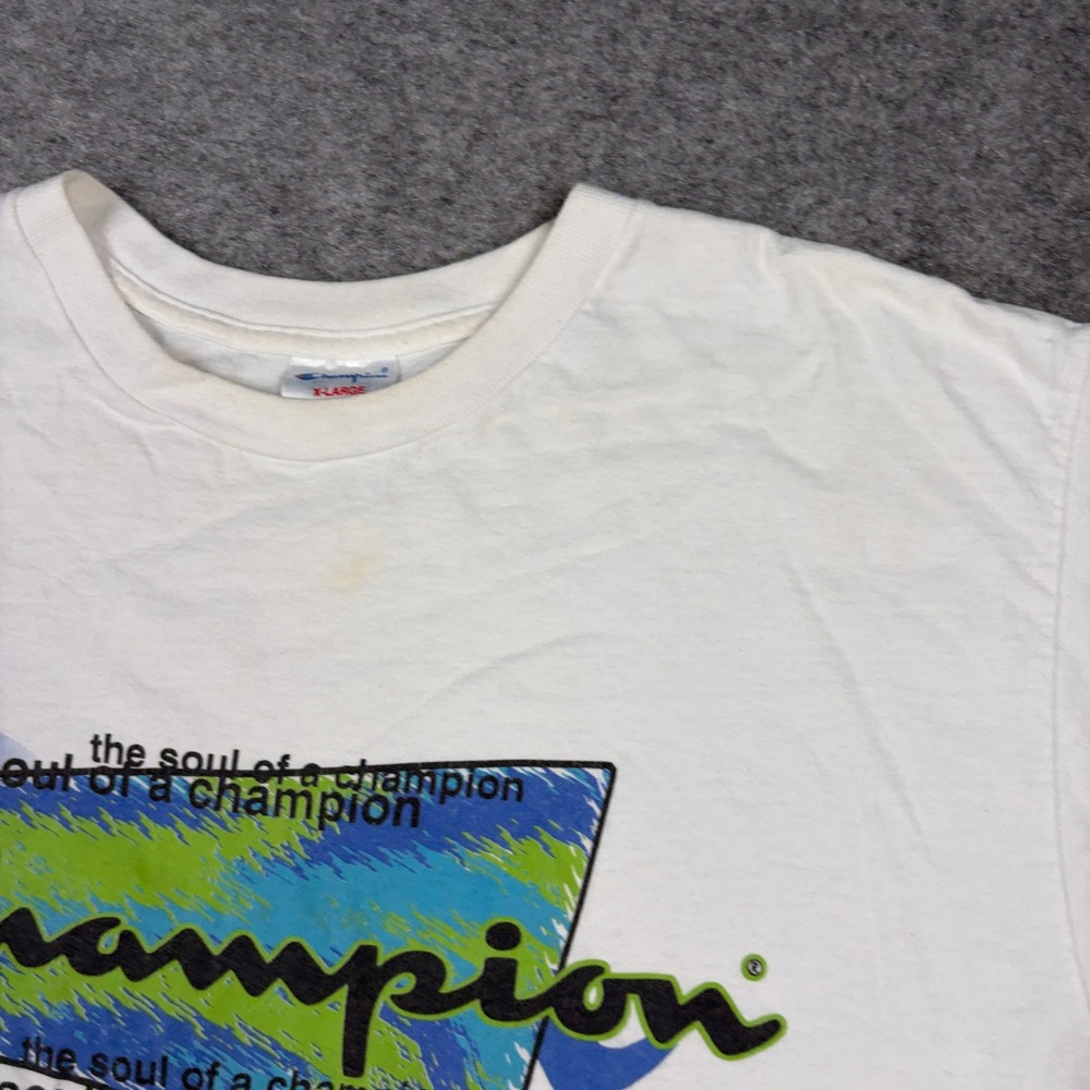 Champion T-Shirt Mens XL White Vintage 90s Soul of a Champion Graphic Tee - Picture 5 of 13